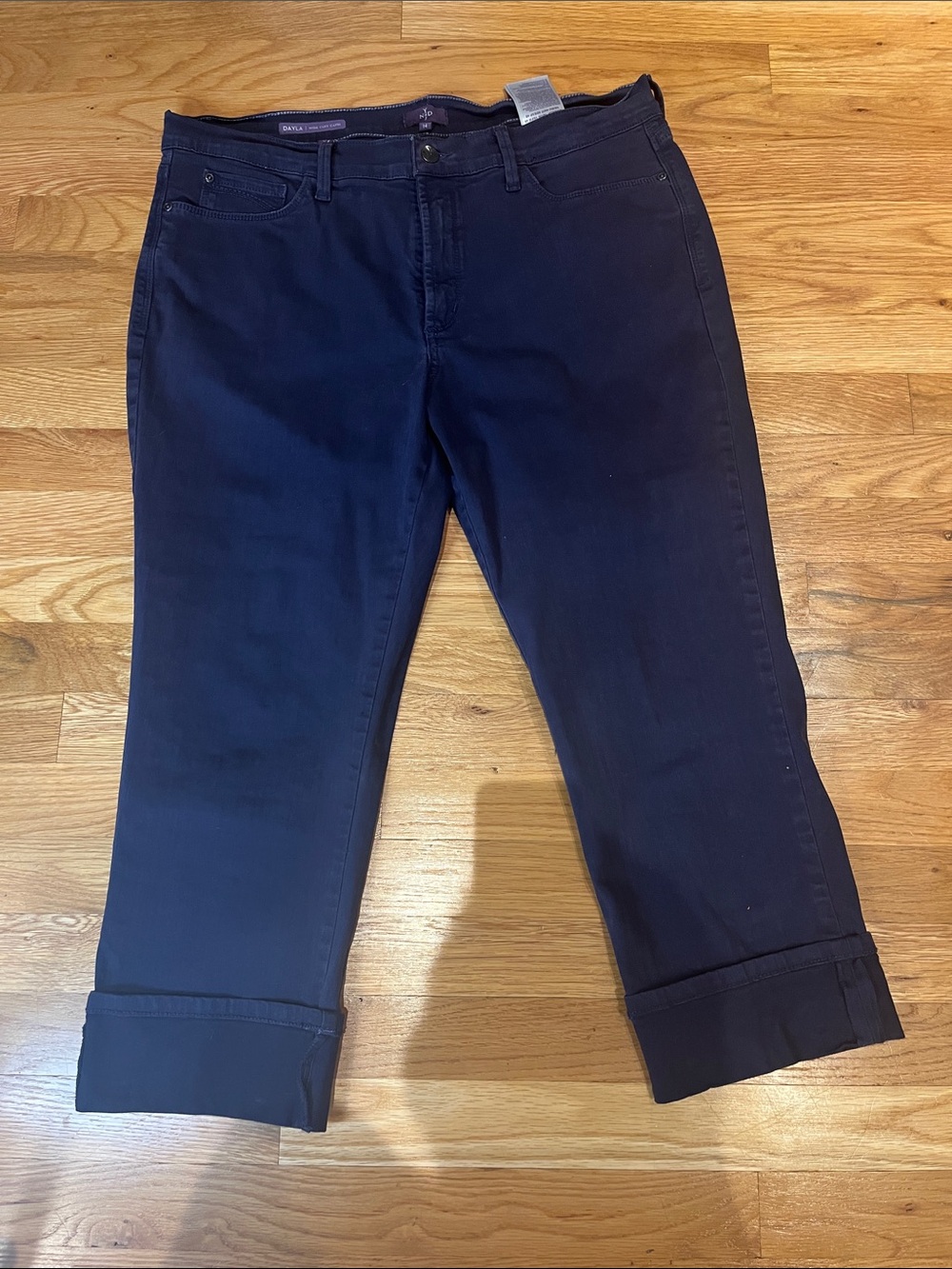 NYDJ Dark Navy Cropped Jeans with Cuffed Hem Worn 1 time